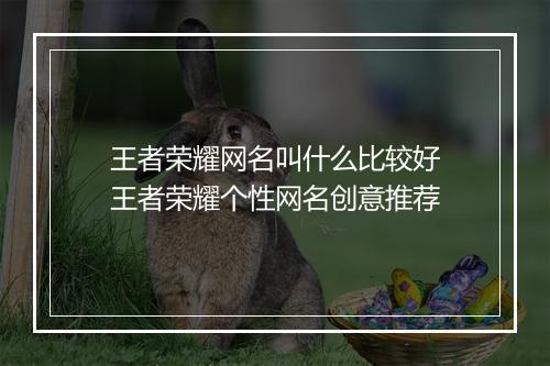 王者荣耀网名叫什么比较好　王者荣耀个性网名创意推荐